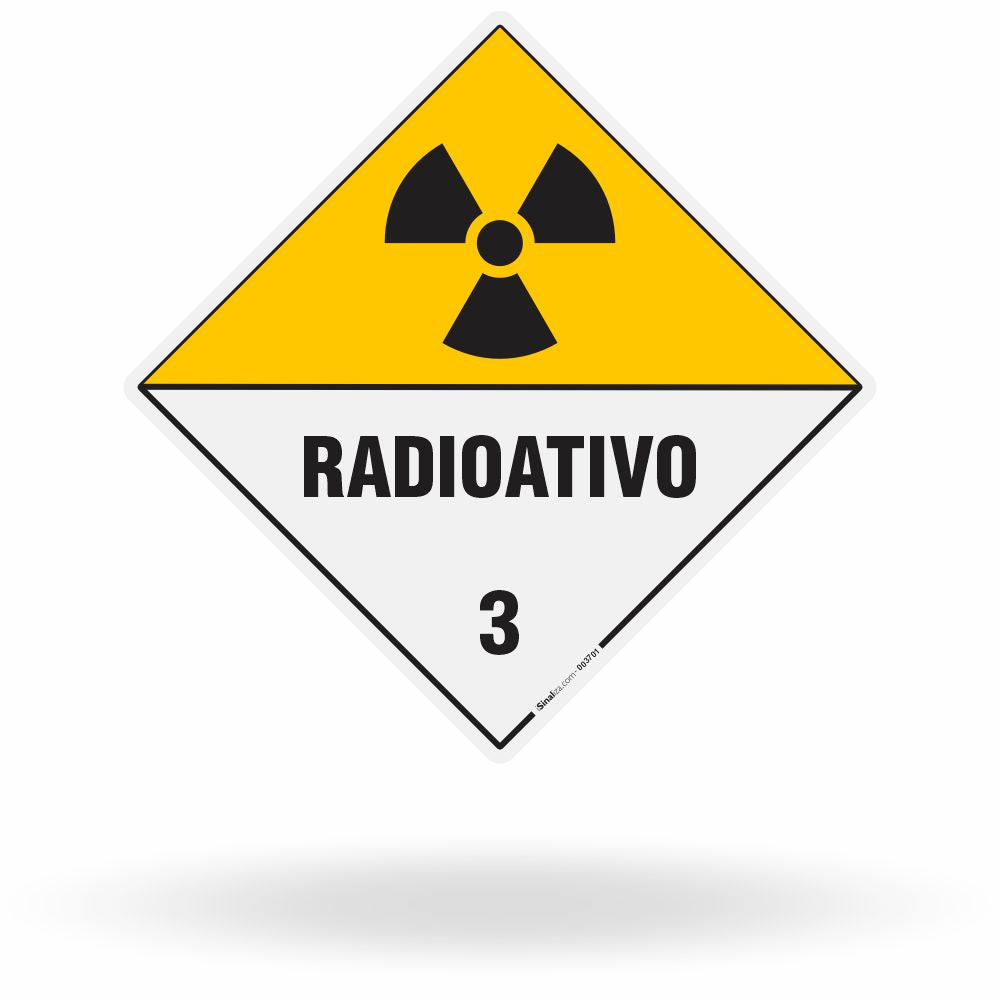 Placa Rótulo de Risco - Classe 7 - Radioativo - 30x30 cm