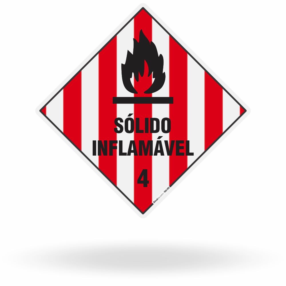 Placa de Sinalização de Risco "Sólido Inflamável - Classe 4" NBR 7500