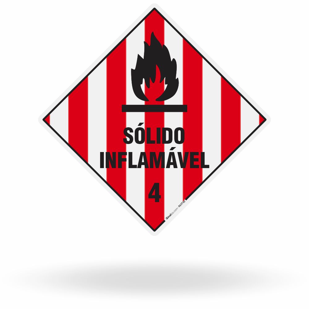 Placa Rótulo de Risco - Classe 4 - Sólido Inflamável - 30x30 cm