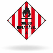 Placa Rótulo de Risco - Classe 4 - Sólido Inflamável - 30x30 cm