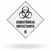 Placa Rótulo de Risco - Classe 6 - Substância Infectante - 30x30 cm