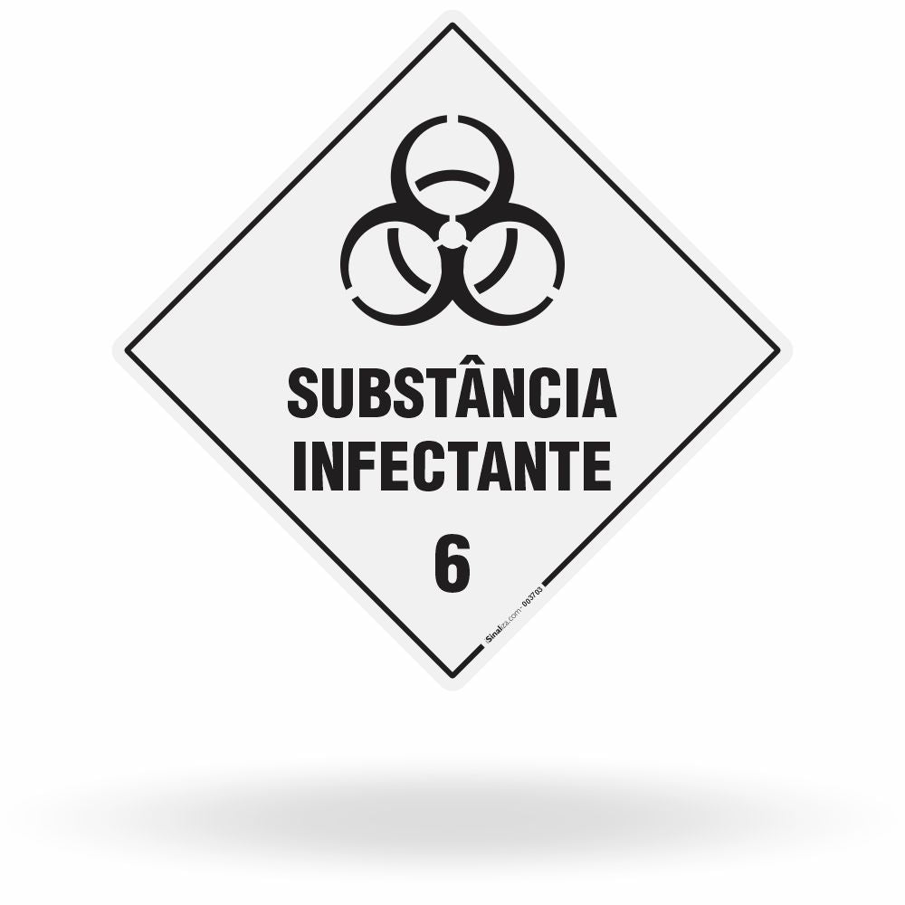 Placa Rótulo de Risco - Classe 6 - Substância Infectante - 30x30 cm