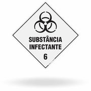 Placa Rótulo de Risco - Classe 6 - Substância Infectante - 30x30 cm
