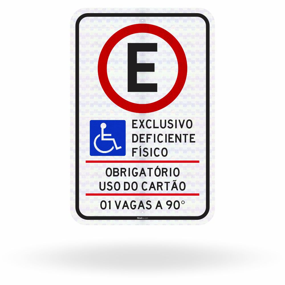 Placa Estacionamento Cadeirante - 1 Vaga - 90 Graus (R-6b)
