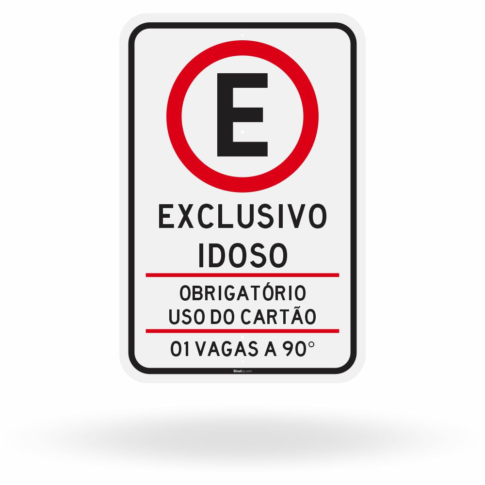 Placa Estacionamento Idoso (60+) - 1 Vaga - 90 Graus (R-6b)