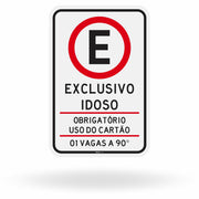 Placa Estacionamento Idoso (60+) - 1 Vaga - 90 Graus (R-6b)