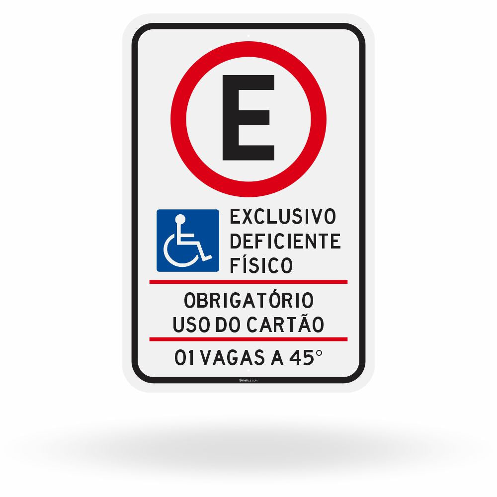 Placa Estacionamento para Pessoa com Deficiência - 1 Vaga 45° (R-6b)