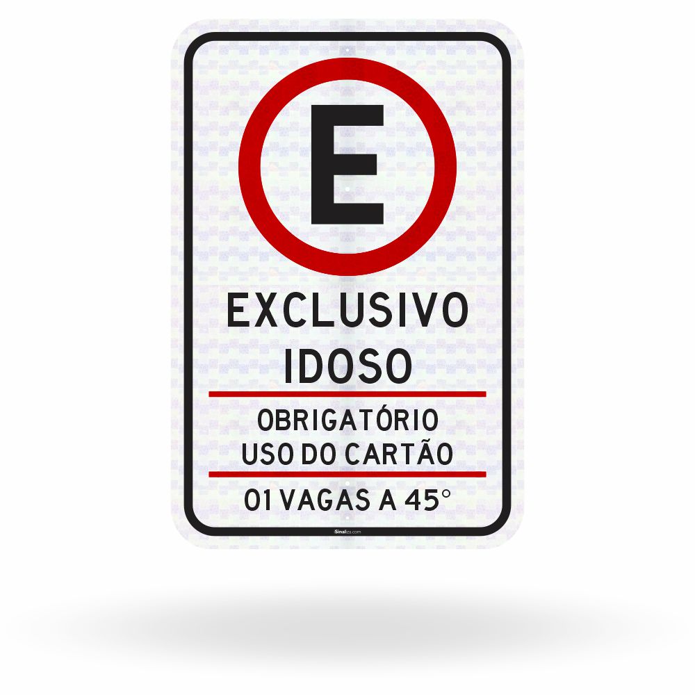 Placa Estacionamento para Idoso - 1 Vaga 45° (R-6b)
