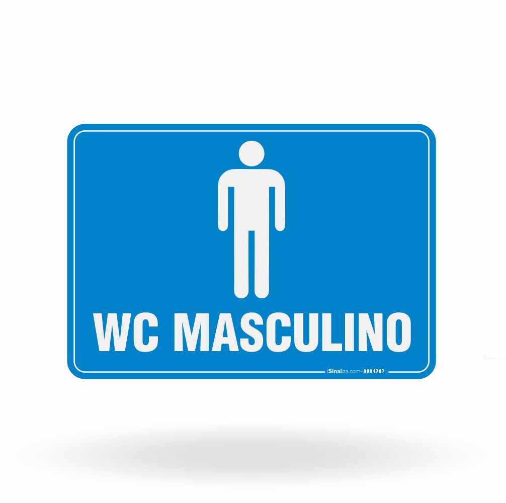 Placa de Sinalização "WC Masculino" Identificação de Gênero
