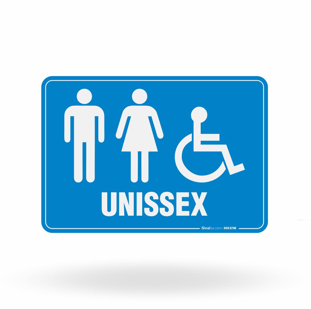 Placa de Sinalização "Sanitário Unissex Acessível - PCD" NBR 9050