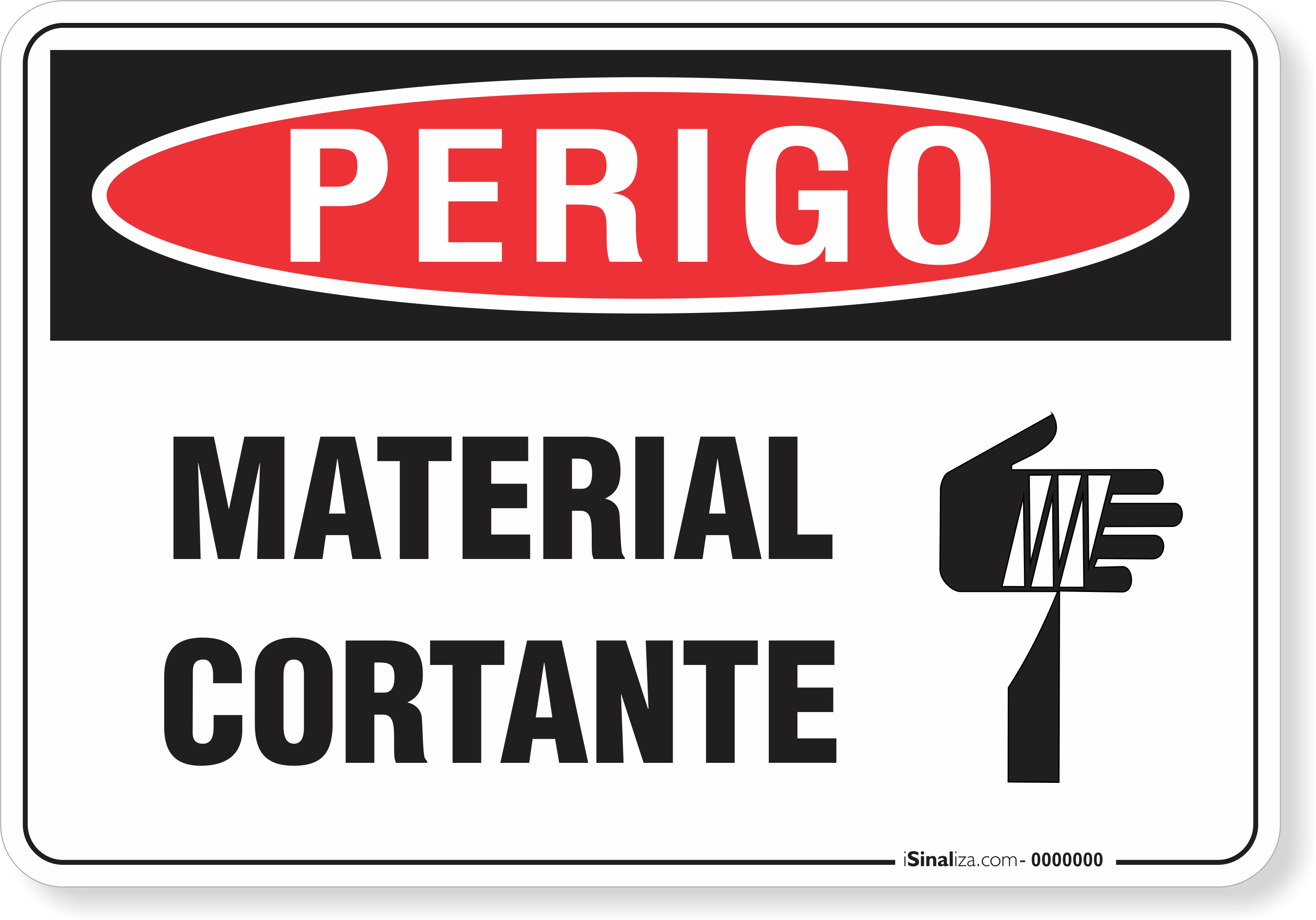 Placa Perigo Material Cortante