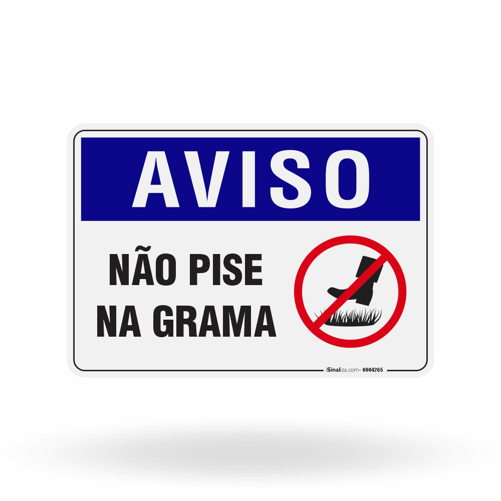 Placa Aviso - Não Pise na Grama
