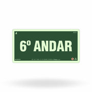 Placa de Andar "6º Andar" Fotoluminescente S17-6 com ColorAdd