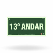 Placa de Andar "13º Andar" Fotoluminescente S17-13 com ColorAdd
