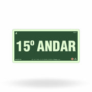 Placa de Andar "15º Andar" Fotoluminescente S17-15 com ColorAdd