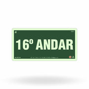 Placa de Andar "16º Andar" Fotoluminescente S17-16 com ColorAdd