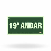 Placa de Andar "19º Andar" Fotoluminescente S17-19 com ColorAdd