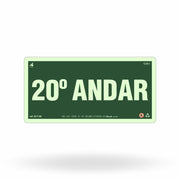 Placa de Andar "20º Andar" Fotoluminescente S17-20 com ColorAdd
