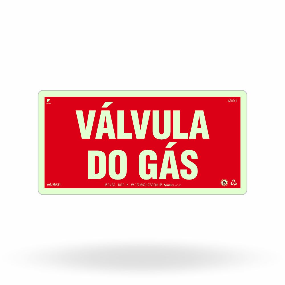 Placa de Alerta "Válvula do Gás" MA21 com ColorAdd