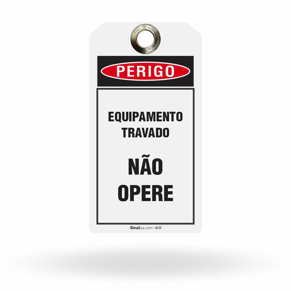Etiqueta de Bloqueio LOTO "Perigo: Equipamento Travado - Não Opere" (Embalagem com 14 unidades)