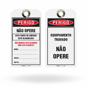 Etiqueta de Bloqueio LOTO "Perigo: Equipamento Travado - Não Opere" (Embalagem com 14 unidades)