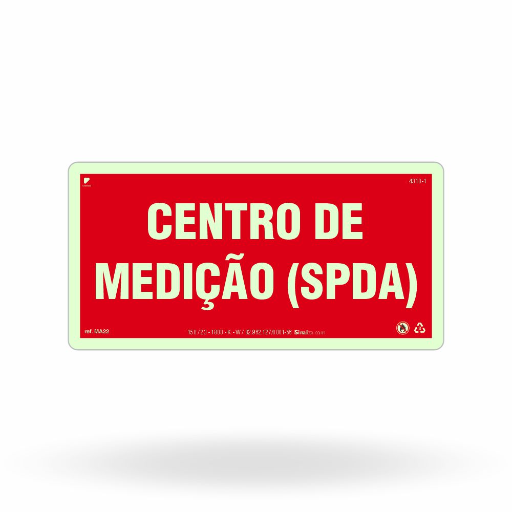 Placa de Alerta "Centro de Medição - SPDA" MA22 com ColorAdd