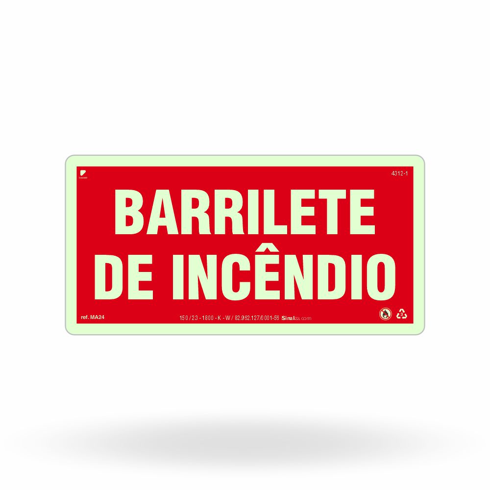 Placa de Alerta "Barrilete de Incêndio" MA24 com ColorAdd