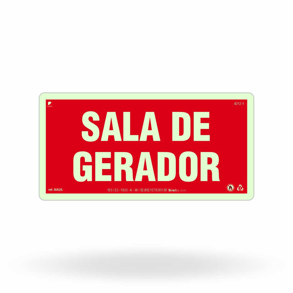 Placa de Alerta "Sala de Gerador" MA25 com ColorAdd