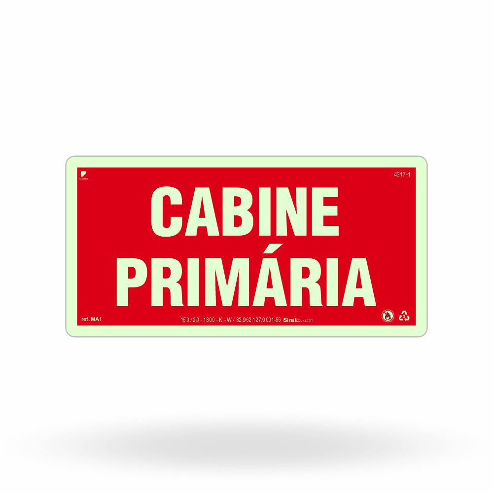Placa de Alerta "Cabine Primária" MA1 com ColorAdd