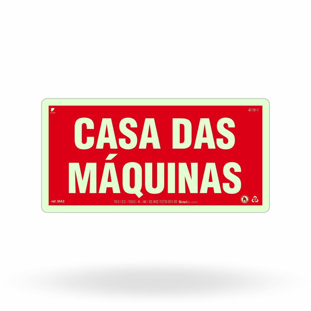 Placa de Alerta "Casa das Máquinas" MA3 com ColorAdd