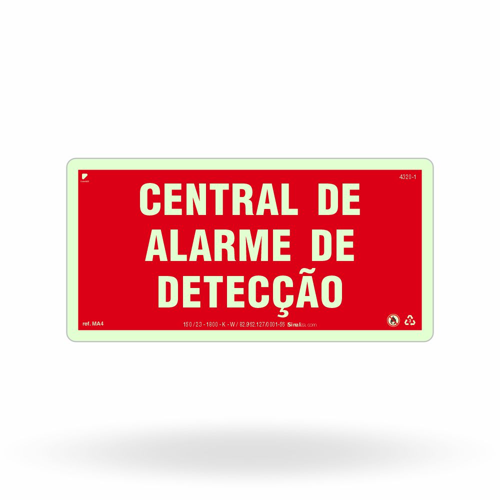 Placa de Alerta "Central de Alarme e Detecção" MA4 com ColorAdd