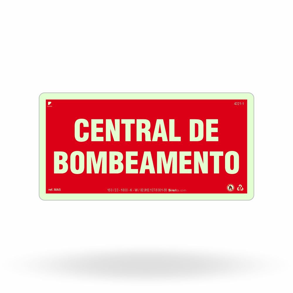Placa de Alerta "Central de Bombeamento" MA5 com ColorAdd