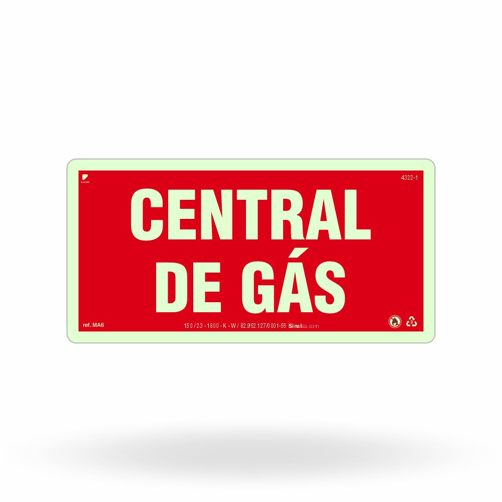 Placa de Alerta "Central de Gás" MA6 com ColorAdd