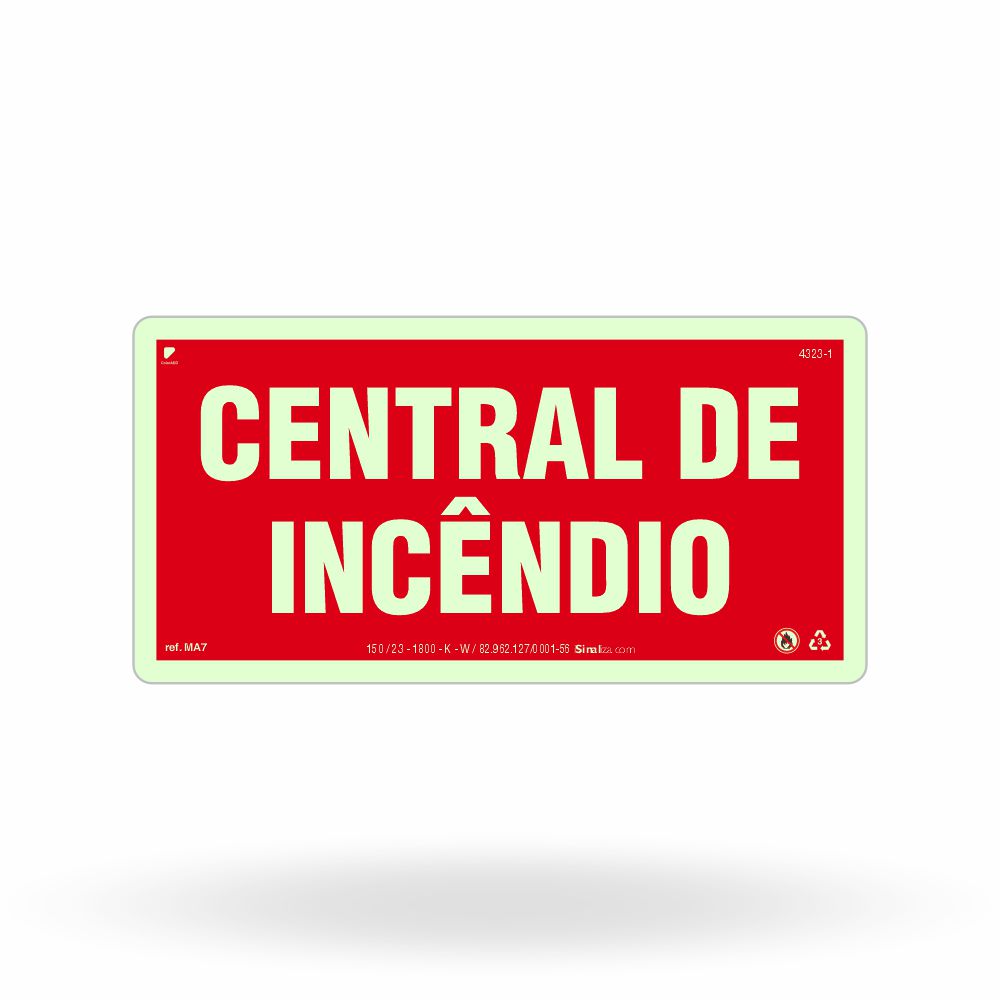 Placa de Alerta "Central de Incêndio" MA7 com ColorAdd