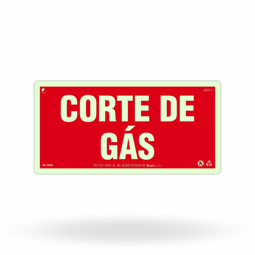 Placa de Alerta "Corte de Gás" MA9 com ColorAdd