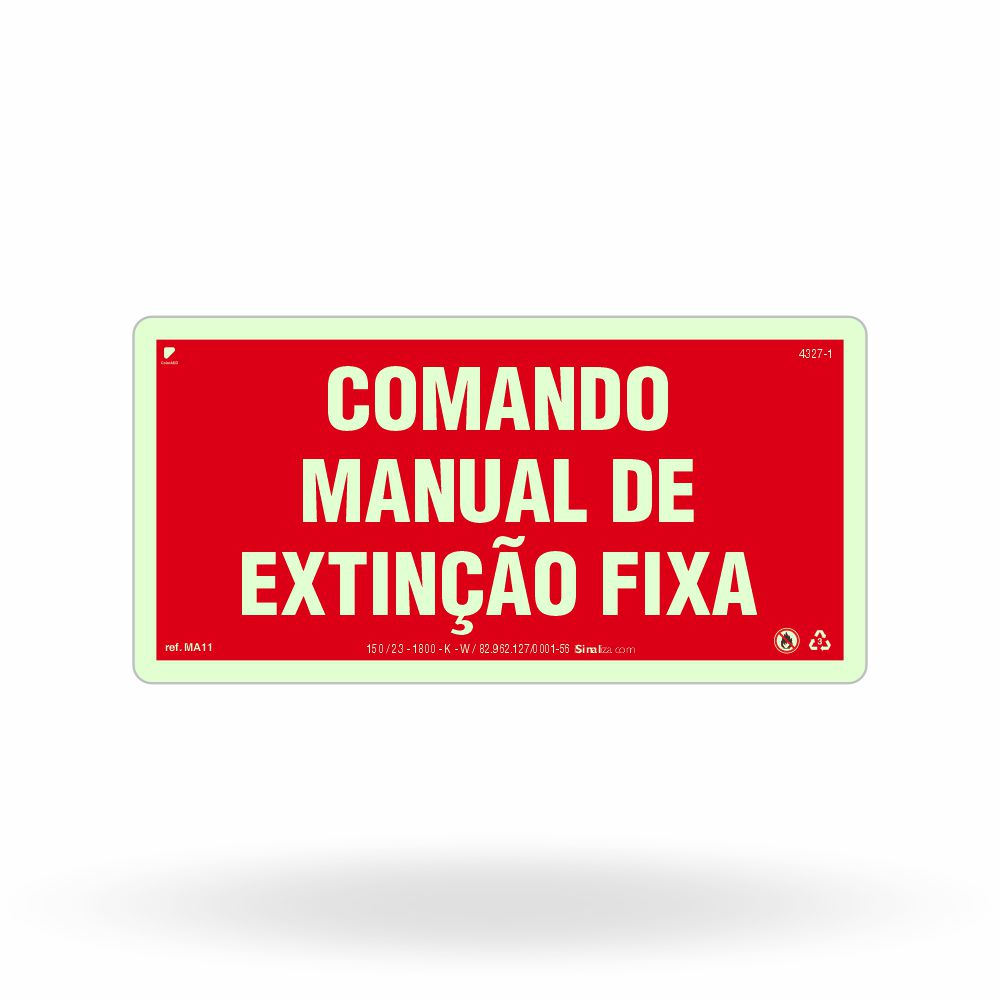 Placa "Comando Manual de Extinção Fixa" MA11 com ColorAdd