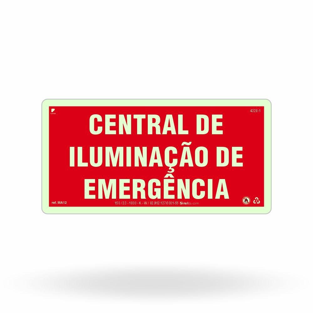 Placa "Central de Iluminação de Emergência" MA12 com ColorAdd