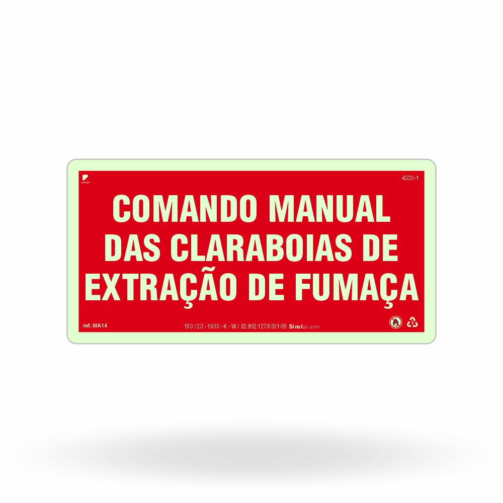 Placa "Comando Manual das Claraboias" MA14 com ColorAdd