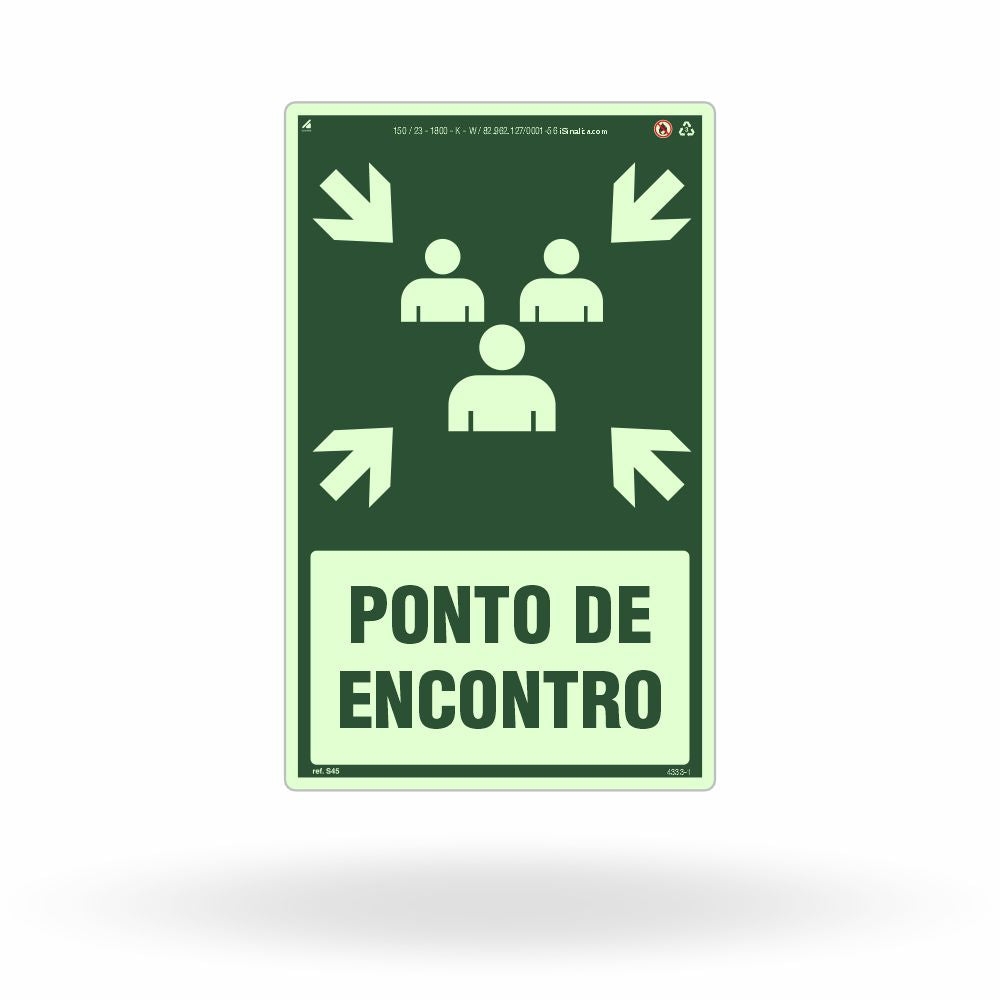 Placa "Ponto de Encontro" Fotoluminescente S45 com ColorAdd