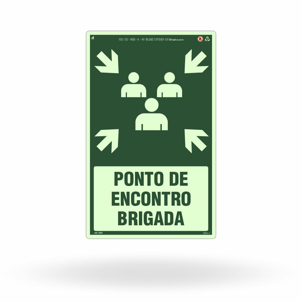 Placa "Ponto de Encontro da Brigada" S44 com ColorAdd
