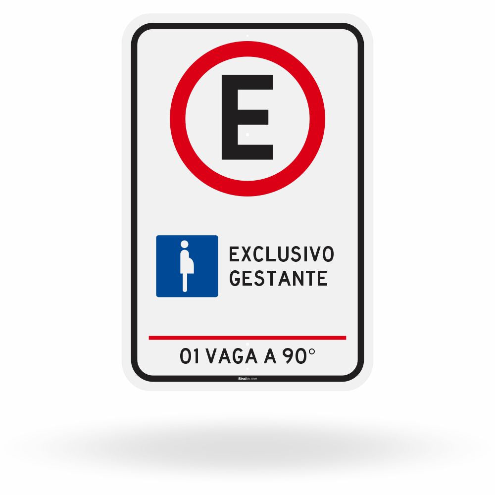 Placa Estacionamento para Gestante - 1 Vaga 90° (R-6b)