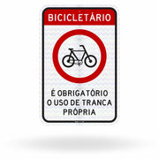 Placa Para Bicicletário "É Obrigatório o Uso de Tranca Própria"