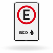 Placa Início de Estacionamento Regulamentado