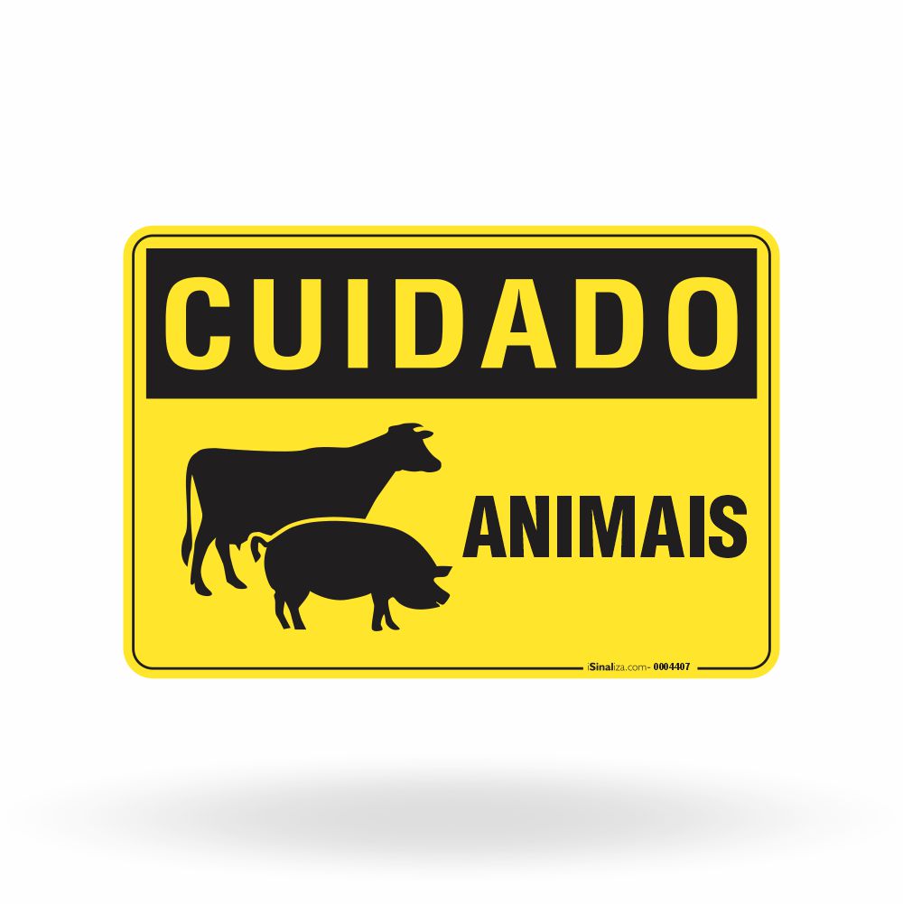 Placa Cuidado - Animais