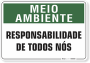 Placa Meio Ambiente Responsabilidade De Todos Nós