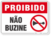 Placa Proibido Não Buzine