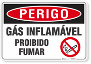 Placa Perigo Gás Inflamável Proibido Fumar