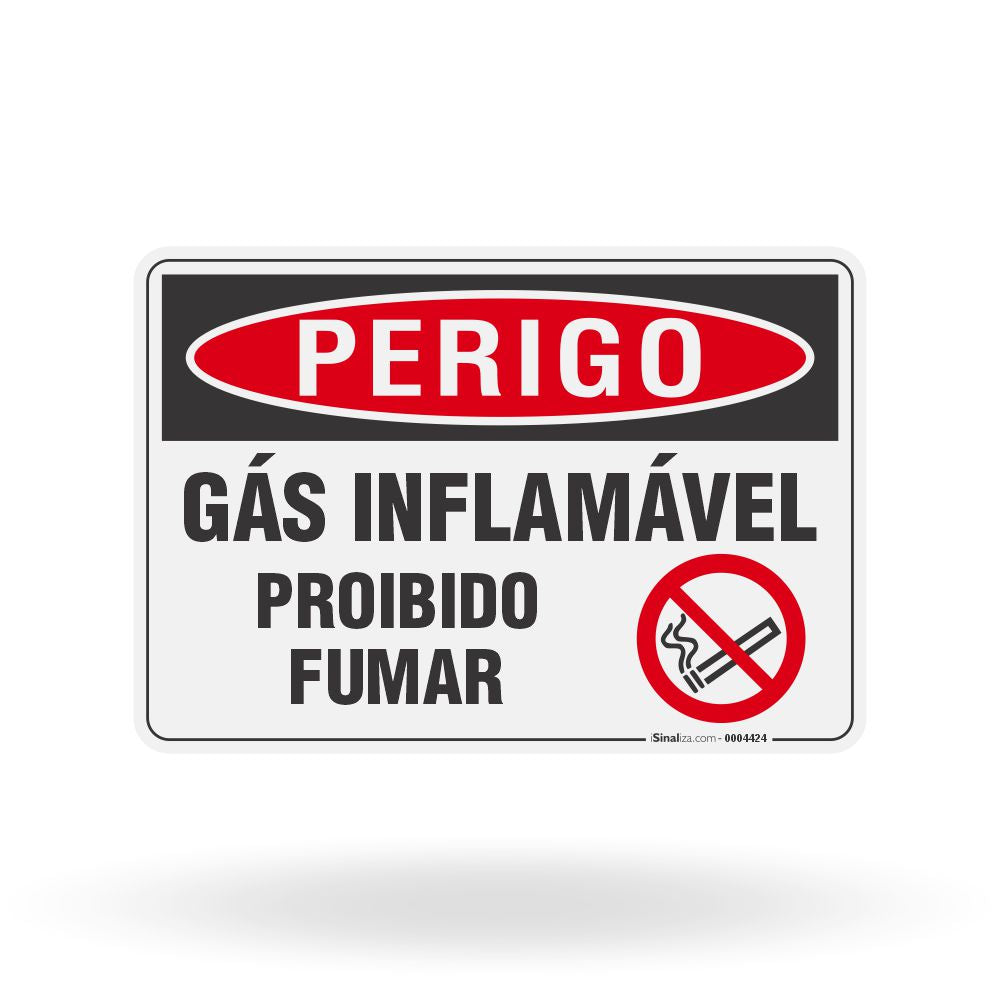 Placa Perigo - Gás Inflamável Proibido Fumar