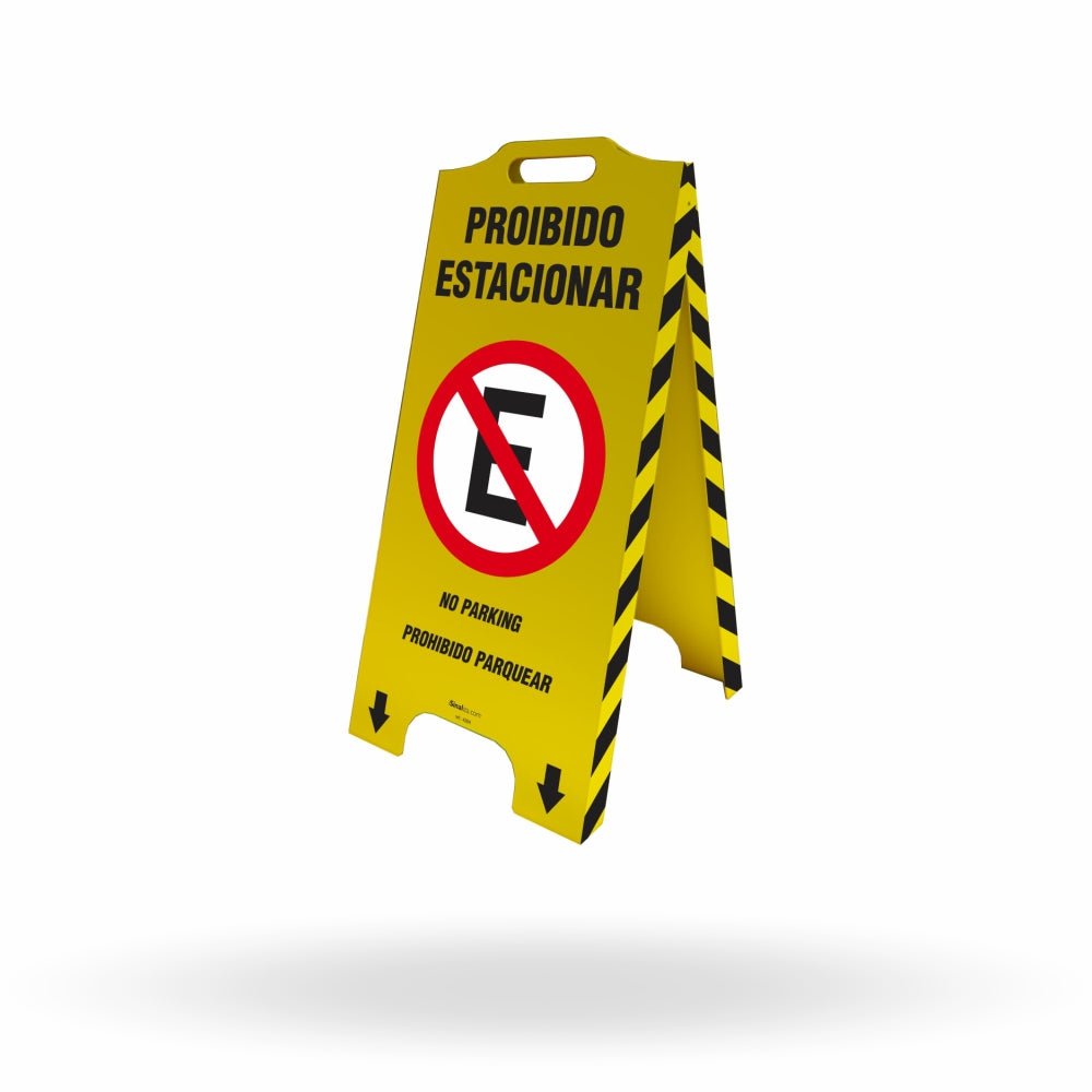 Cavalete de Sinalização "Proibido Estacionar" Trilíngue