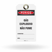 Etiqueta de Bloqueio LOTO "Perigo: Gás Explosivo - Não Fume" (Embalagem com 14 unidades)